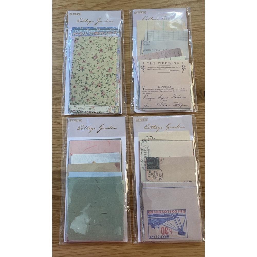 4 Cottage Garden Scrapbook Ephemera Paper Pack Junk Journal Craft 60pc Each Pack